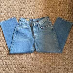 Red Engine Relaxed Cropped Classic Blue Denim Jeans